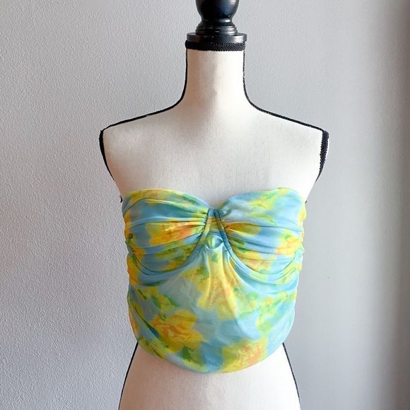 Zara tulle floral green and blue corset top - Picture 7 of 9